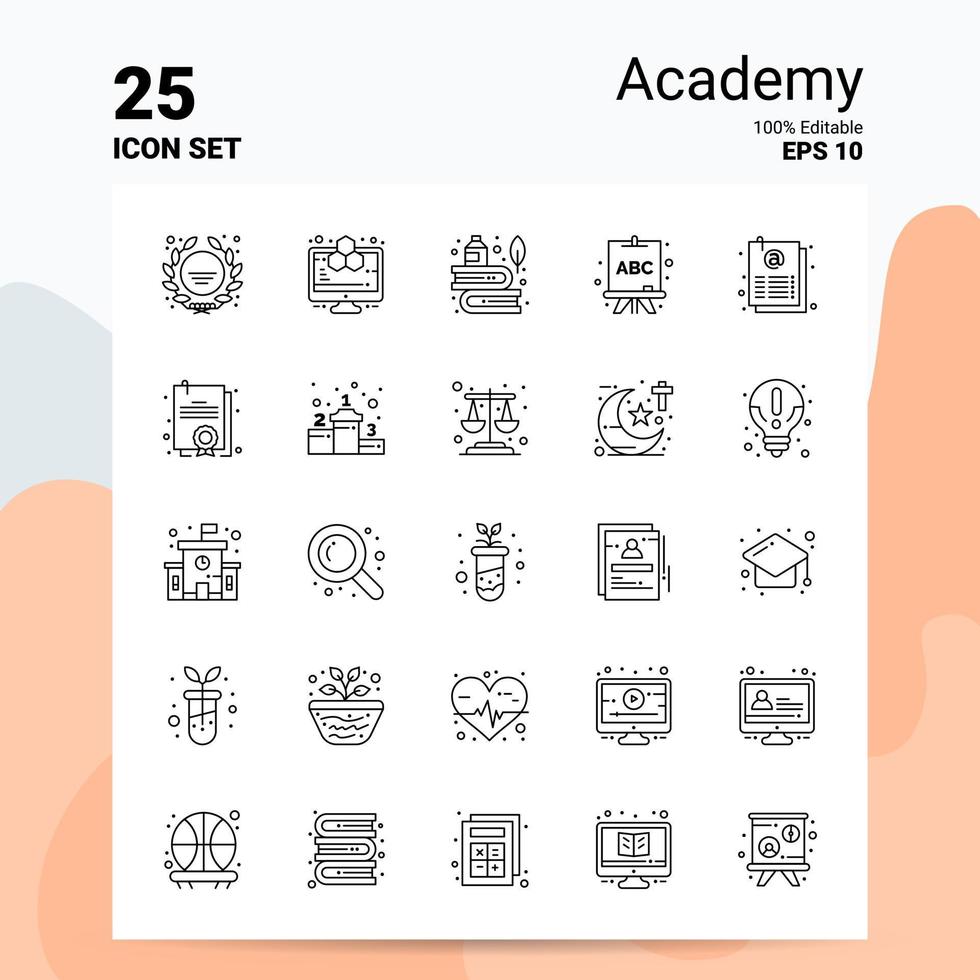 25 akademi ikon uppsättning 100 redigerbar eps 10 filer företag logotyp begrepp idéer linje ikon design vektor