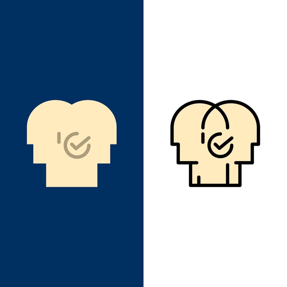 Business Human Resources Auswahl Symbole flach und Linie gefüllt Icon Set Vektor blauen Hintergrund