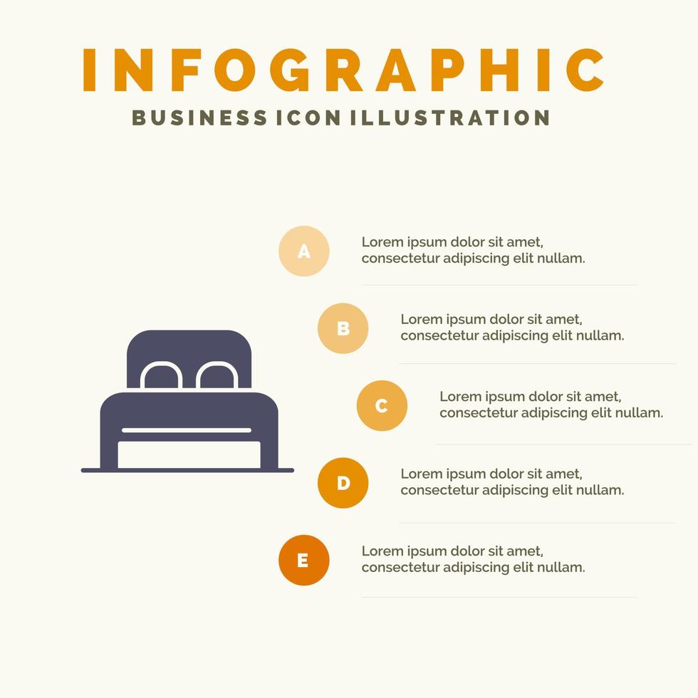 Bett Schlaf Zimmer Hotel Infografiken Präsentationsvorlage Präsentation in 5 Schritten vektor