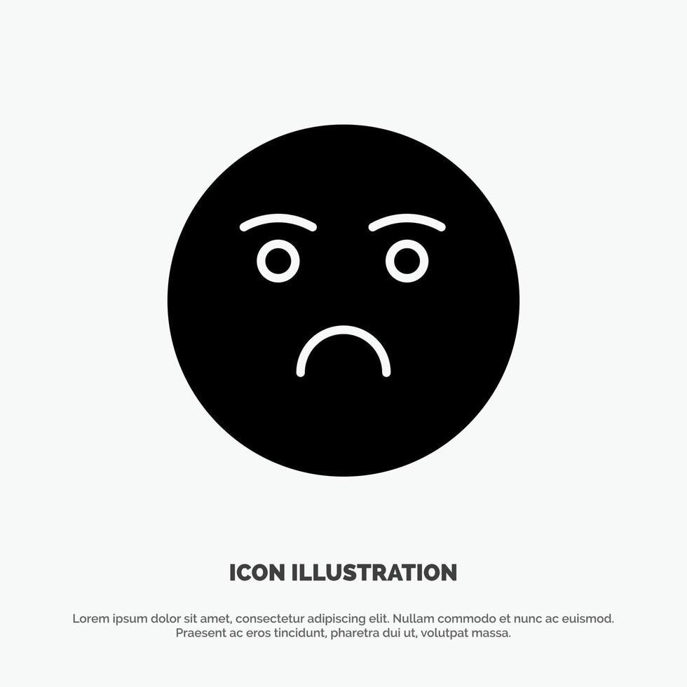emojis känsla känsla ledsen fast glyf ikon vektor
