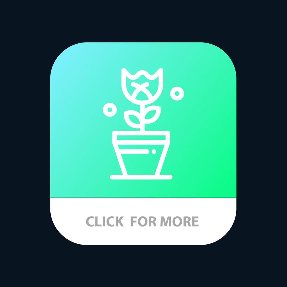 dekoration ostern pflanze tulpe mobile app-schaltfläche android- und ios-linienversion vektor
