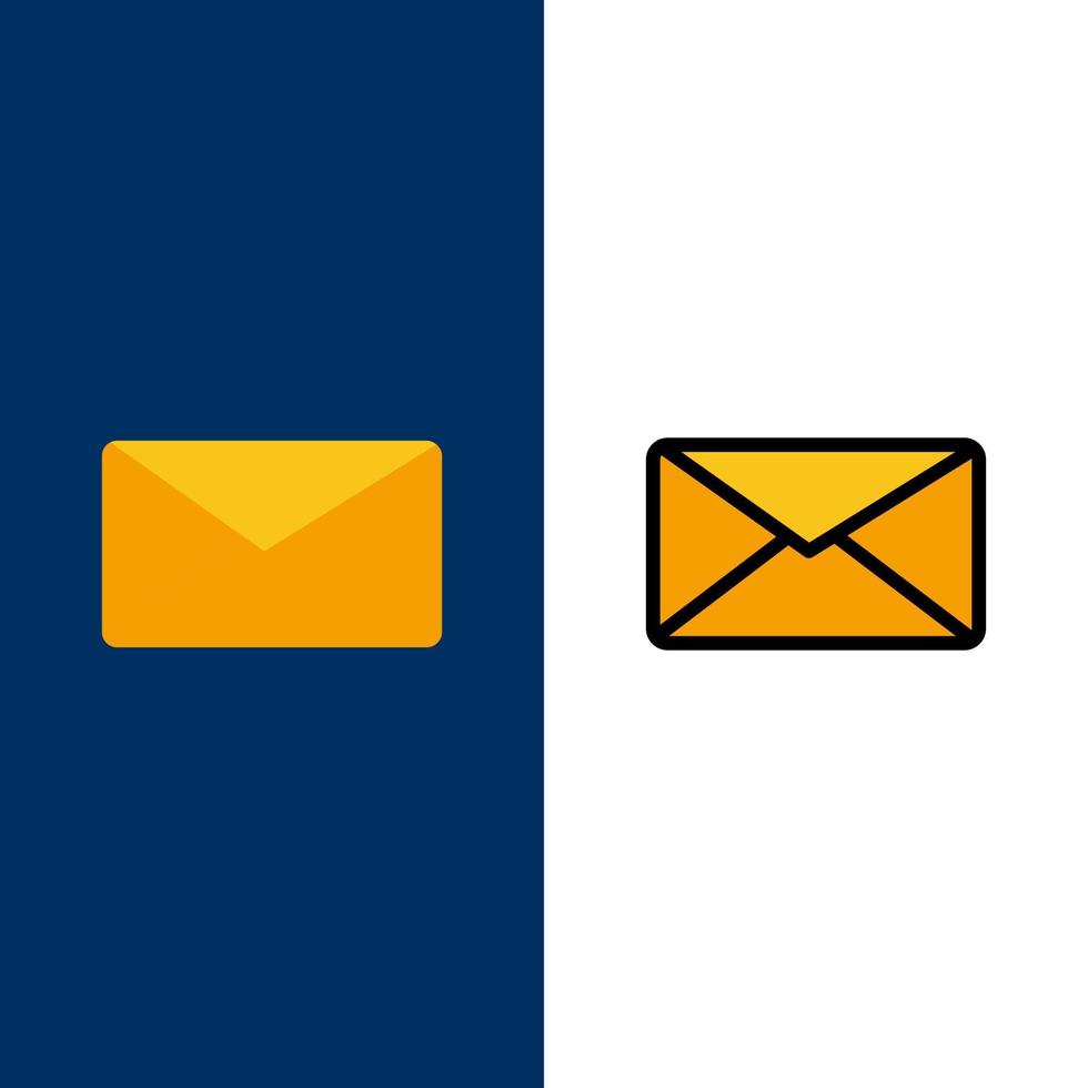 post e-post användare gränssnitt ikoner platt och linje fylld ikon uppsättning vektor blå bakgrund