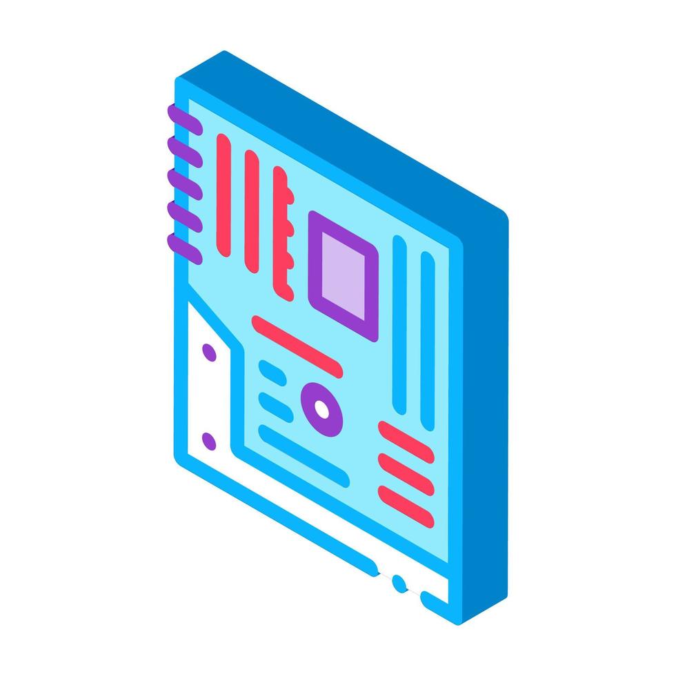 mainboard motheboard computerteil isometrische symbolvektorillustration vektor