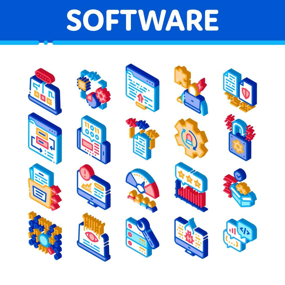 Symbole für Softwaretests und -analysen setzen Vektor