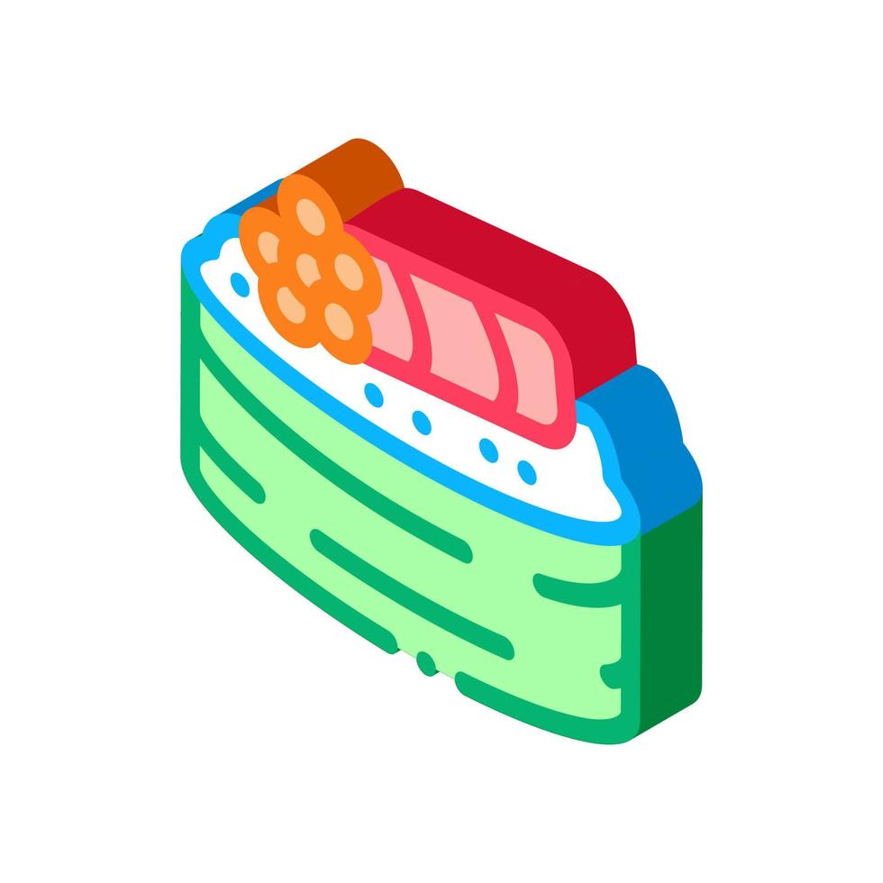 sushi rulla med kaviar isometrisk ikon vektor illustration