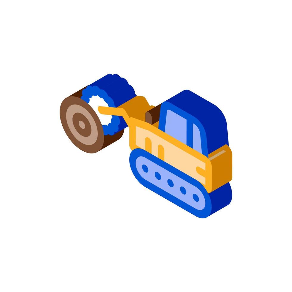 skogsavverkning traktor isometrisk ikon vektor illustration