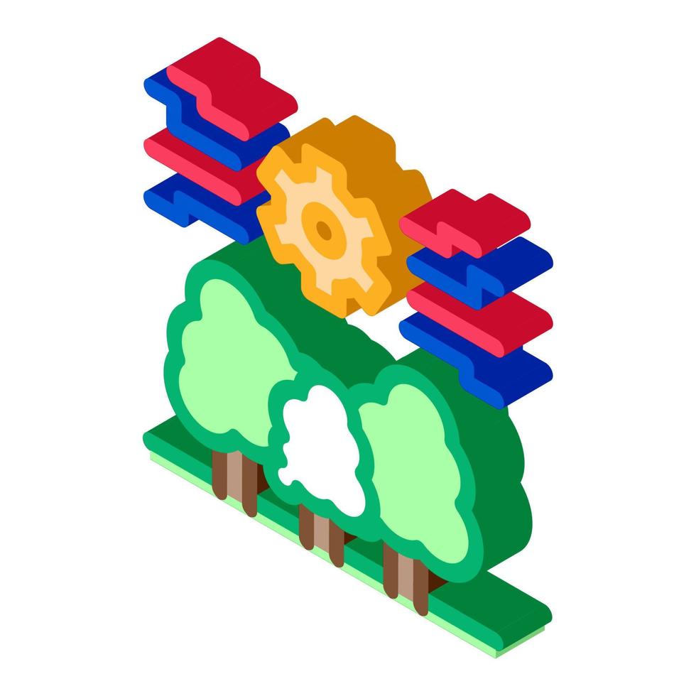 skogsbruk mekanisk redskap isometrisk ikon vektor illustration