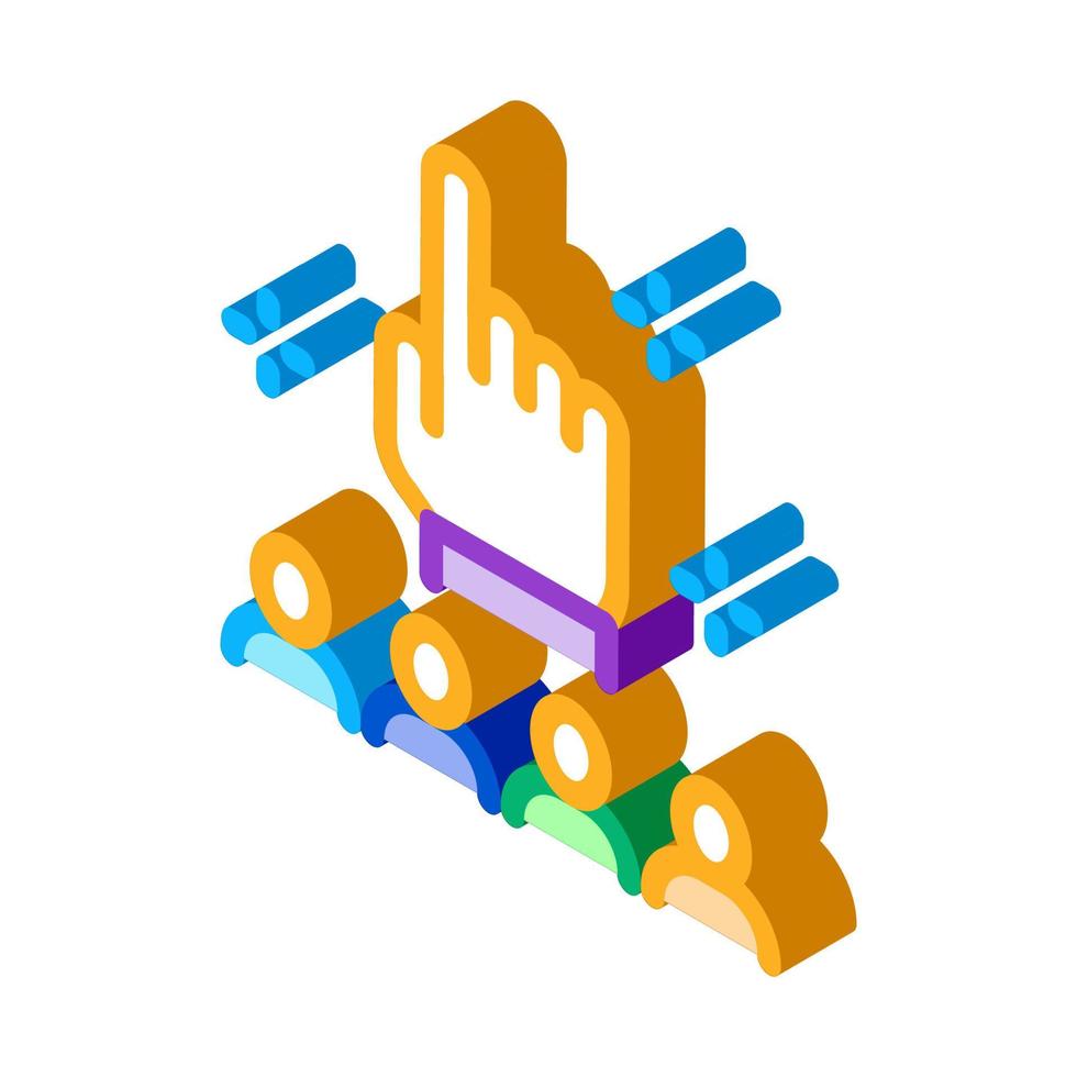 finger nach oben geste und isometrische symbolvektorillustration des publikums vektor