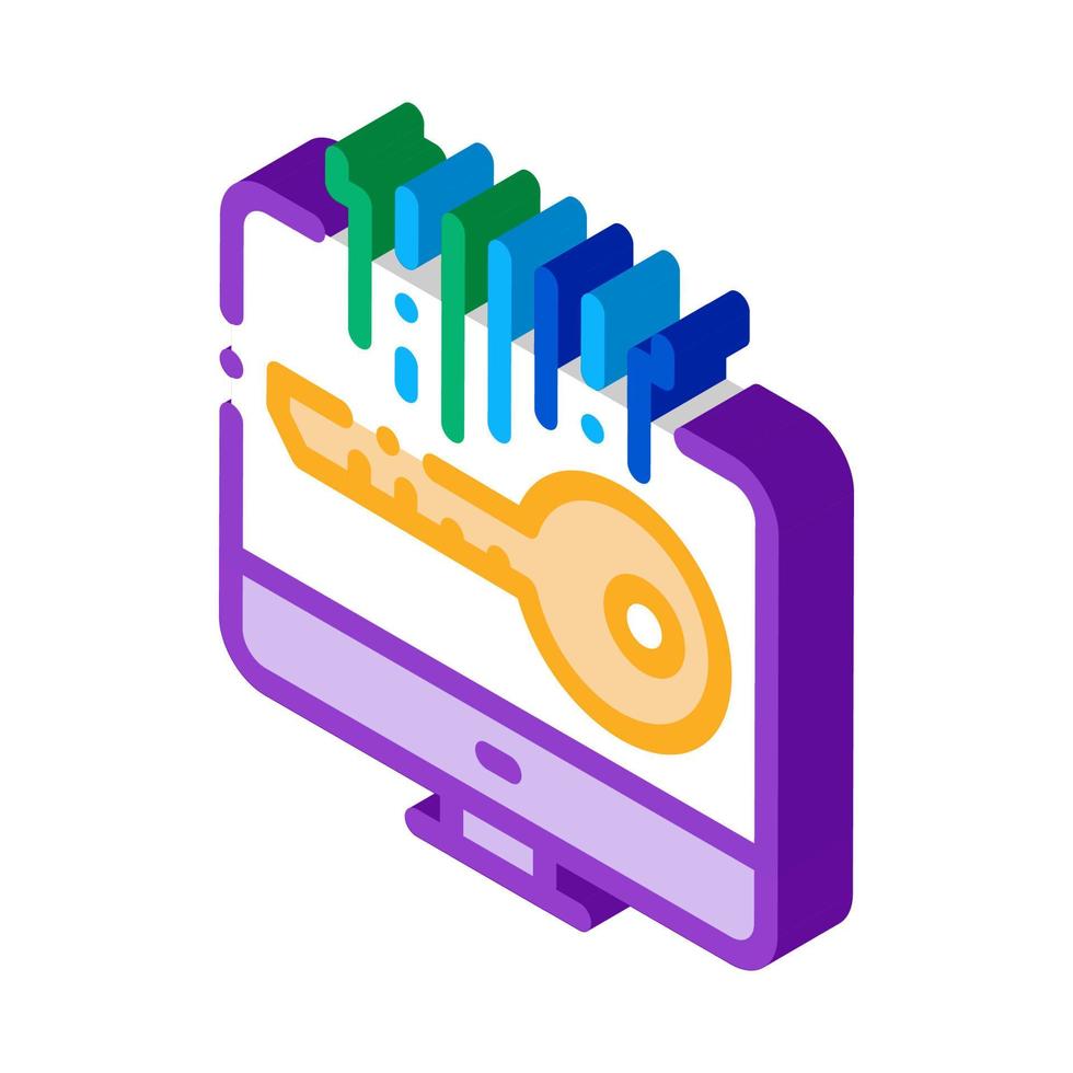 säkerhet nyckel isometrisk ikon vektor illustration