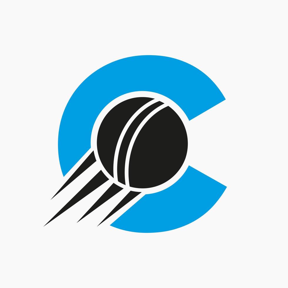 brev c cricket logotyp begrepp med rör på sig cricket boll ikon. cricket sporter logotyp symbol vektor mall