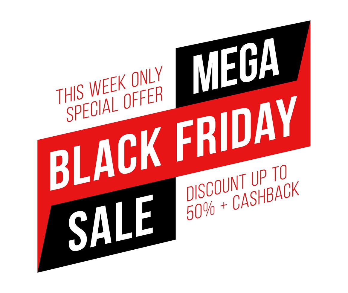 Verkaufsplakat schwarzer Freitag Verkauf. Black Friday Sale mit 50 Prozent Rabatt. kommerzielles Rabatt-Event-Banner. vektor