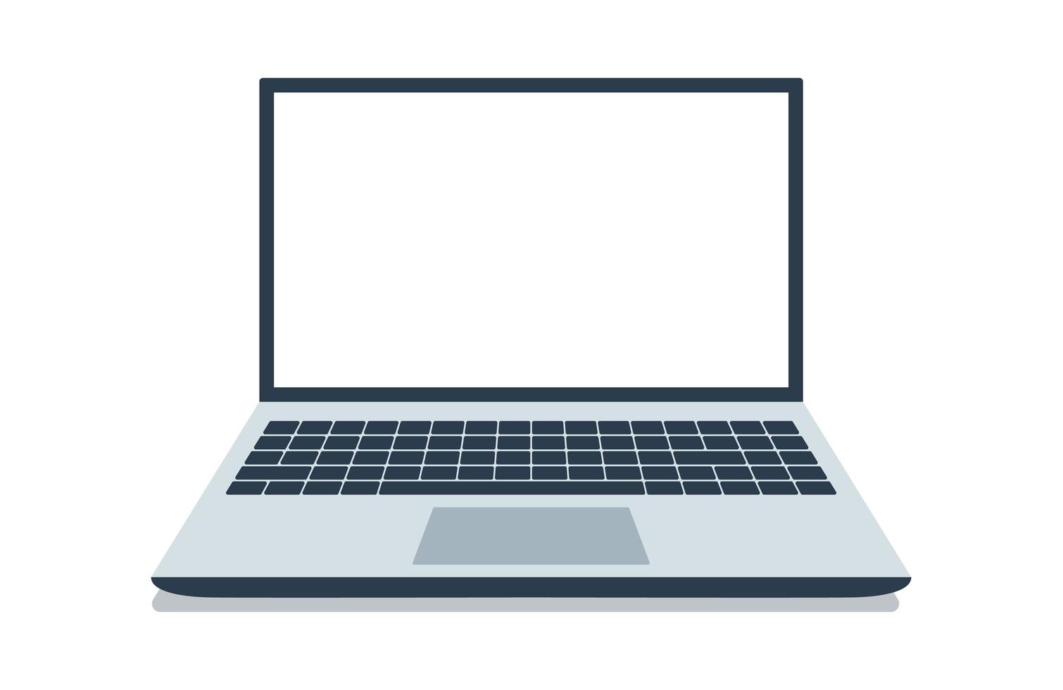 öppen bärbar dator med vit skärm. bärbar datorlayout i platt stil isolerad på vit bakgrund, enhetsskärmlayout. vektor illustration