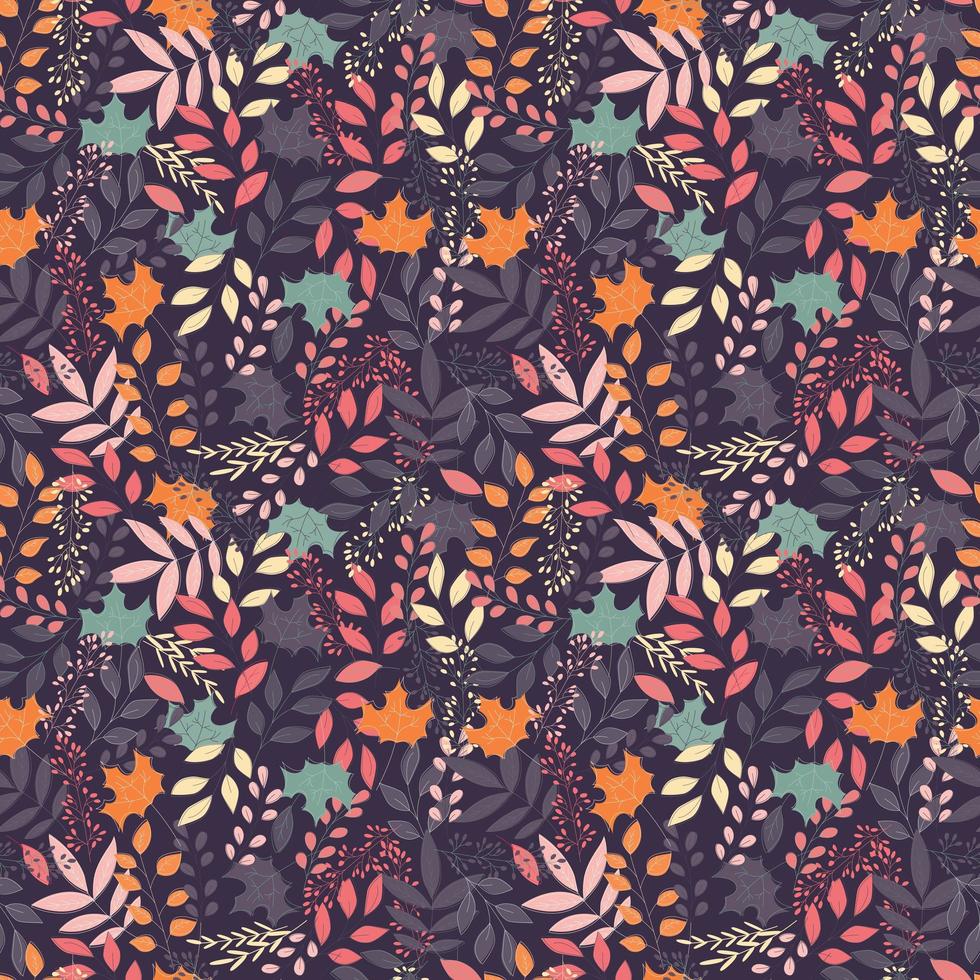 Herbst nahtloses Muster mit floralen dekorativen Elementen, buntes Design. vektor