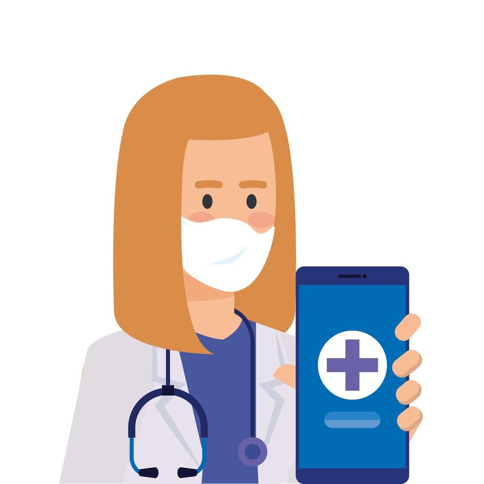 onlinemedicin med läkare och smartphone vektor