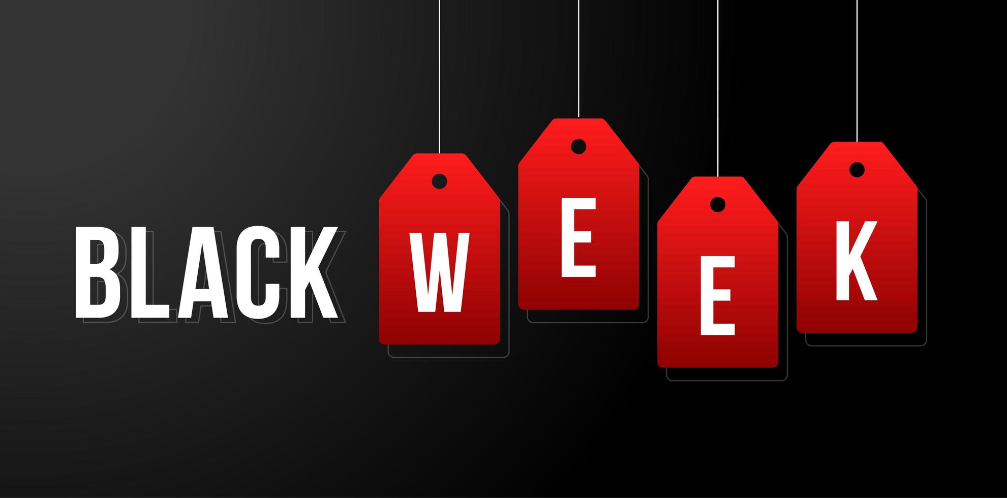 schwarze Woche Vektor-Illustration. schwarze Woche Verkauf weiße Tags Werbung auf schwarzem Hintergrund Vektor-Illustration vektor