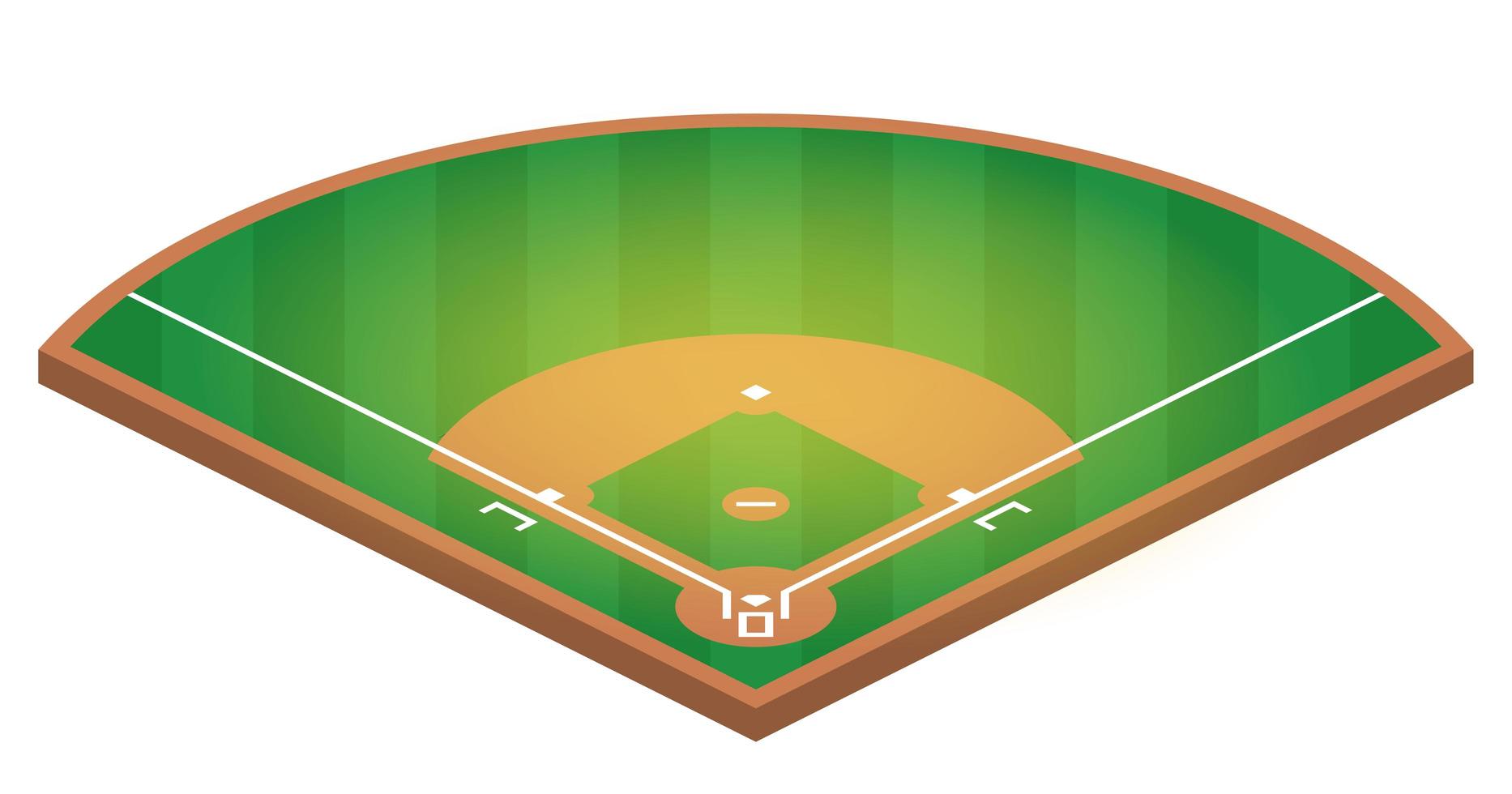 isometrisk basebollplan. platt illustration av baseball fält vektor design.