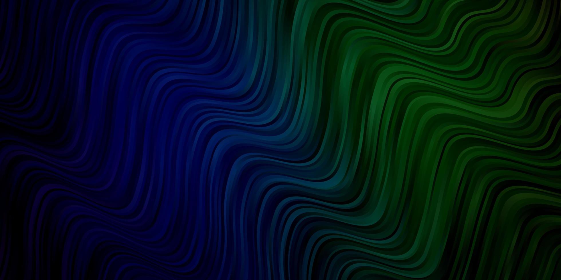 hellblaues, grünes Vektormuster mit gekrümmten Linien. vektor