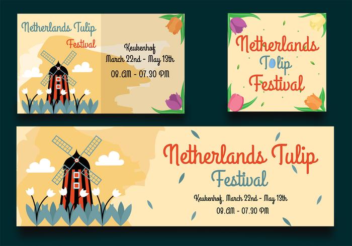 Nederländska tulpanfestivalen inbjudan vektor