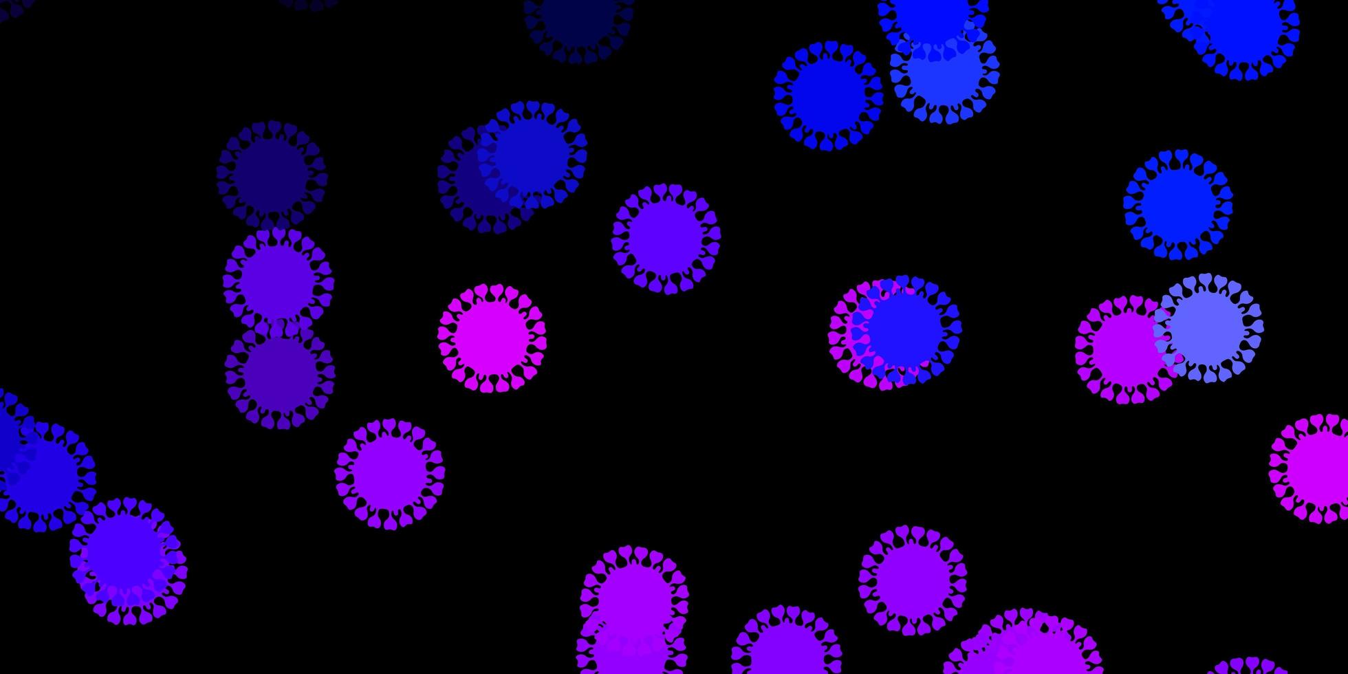 mörkrosa, blå vektorbakgrund med virussymboler vektor