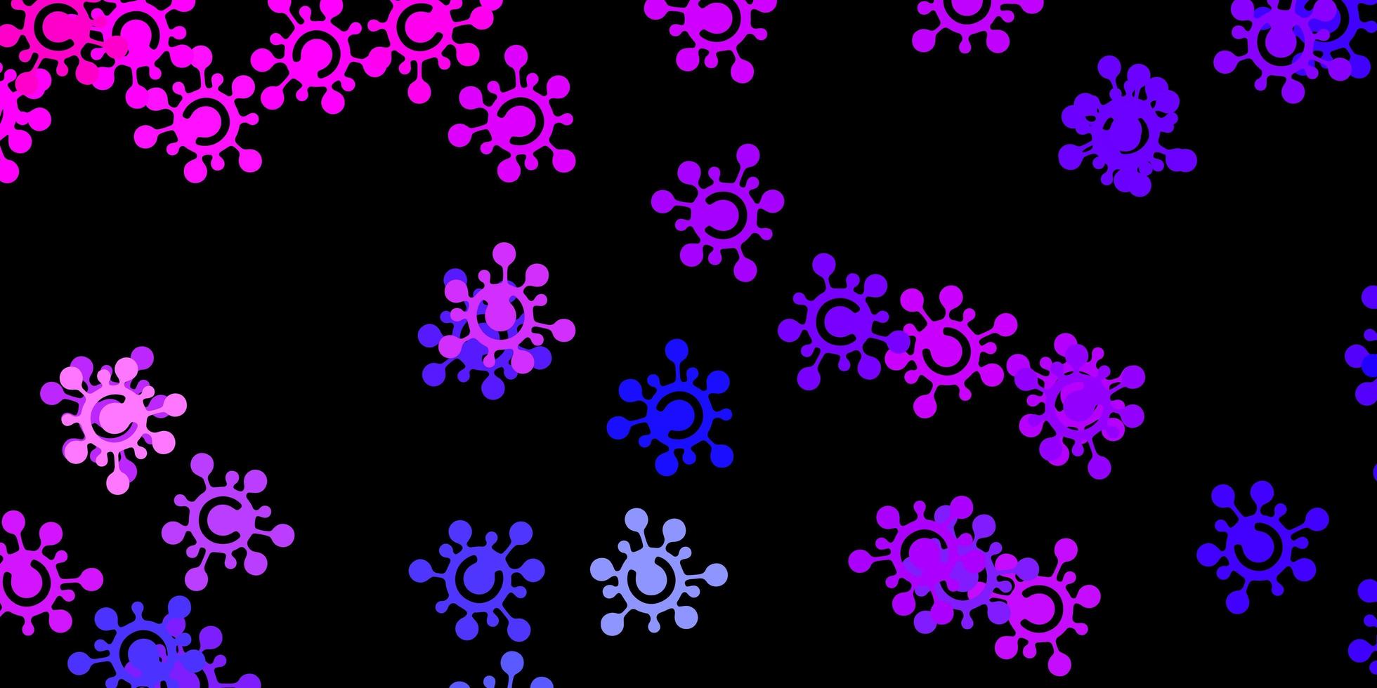 mörkrosa, blå vektormönster med coronaviruselement. vektor