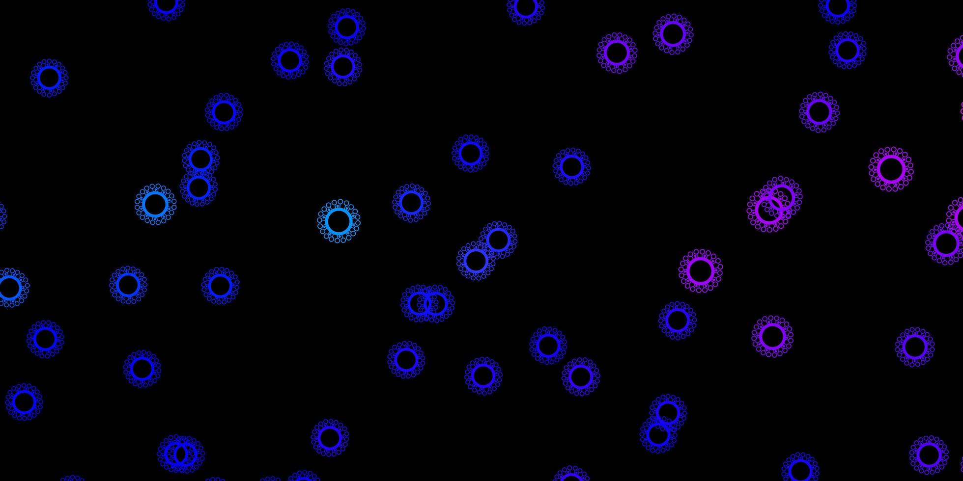 dunkelrosa, blauer Vektorhintergrund mit Virensymbolen vektor