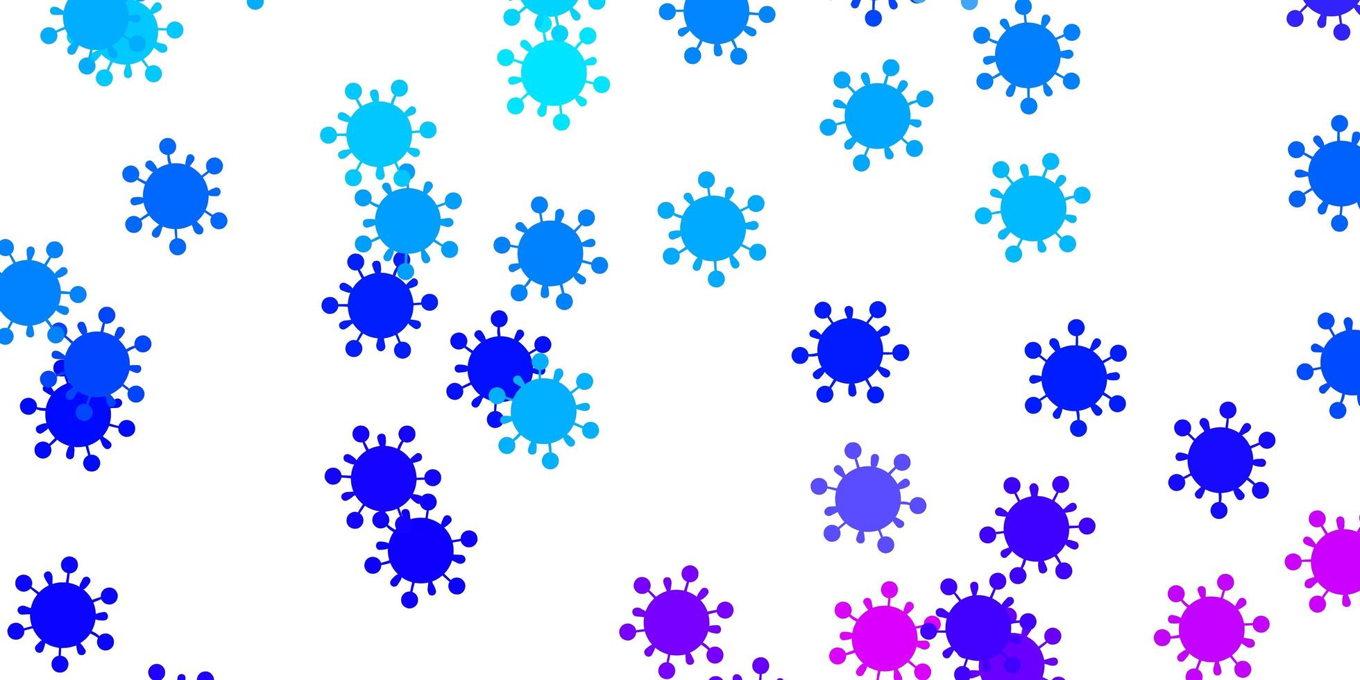 hellrosa, blauer Vektorhintergrund mit Virensymbolen vektor