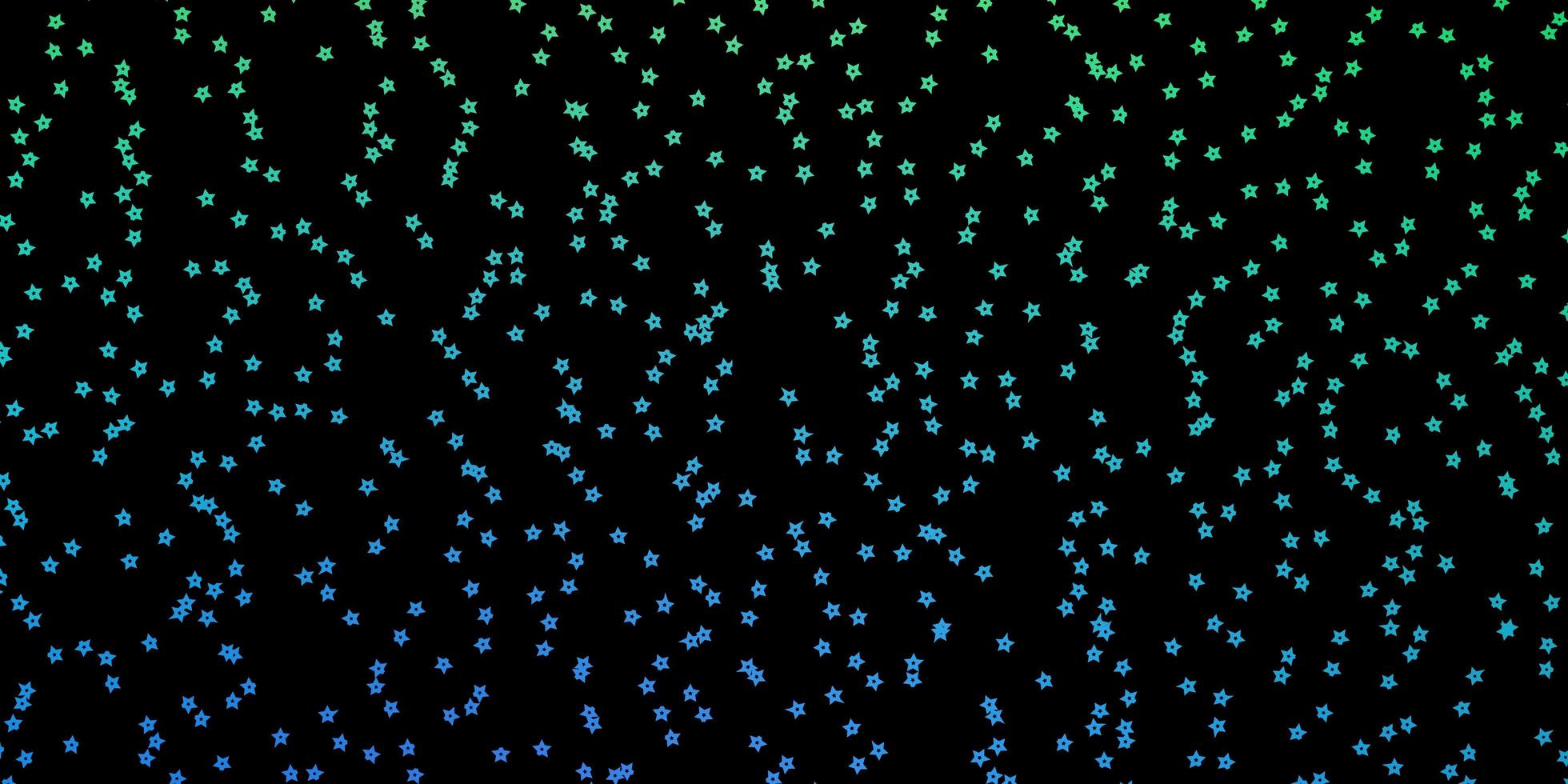 mörkblå, grön vektorbakgrund med färgglada stjärnor. vektor