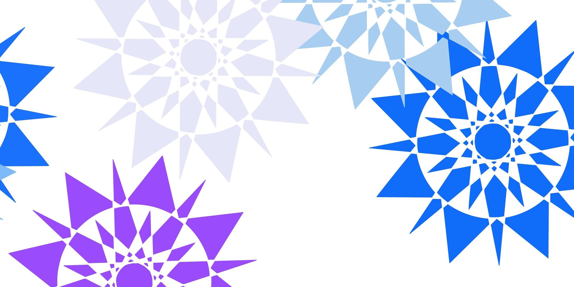 ljusrosa, blå vektormönster med färgade snöflingor. vektor