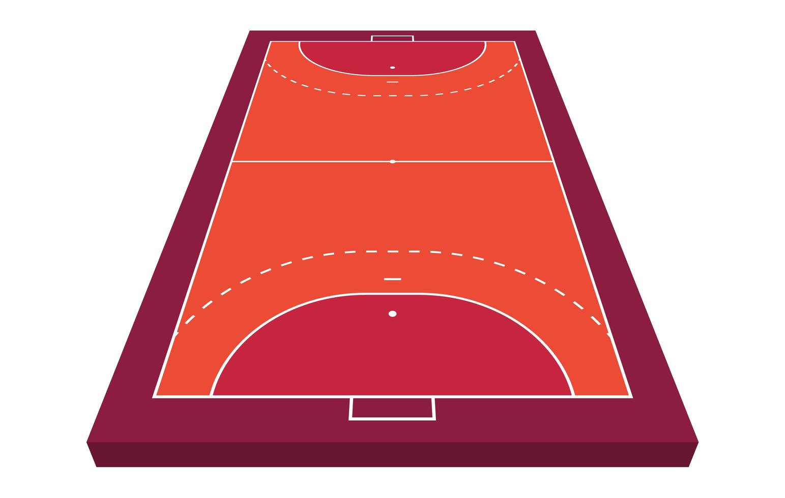 perspektiv synfält för handboll. orange kontur av linjer handboll fältet vektorillustration. vektor