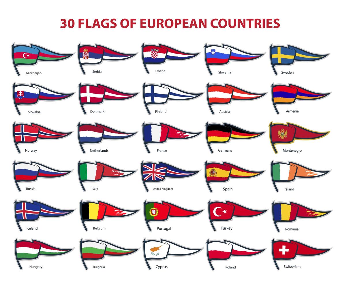 30 Flaggen europäischer Länder vektor
