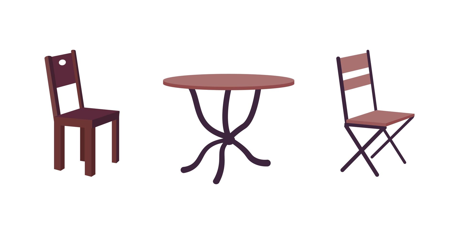 samtida café möbler platt färg vektor objekt set