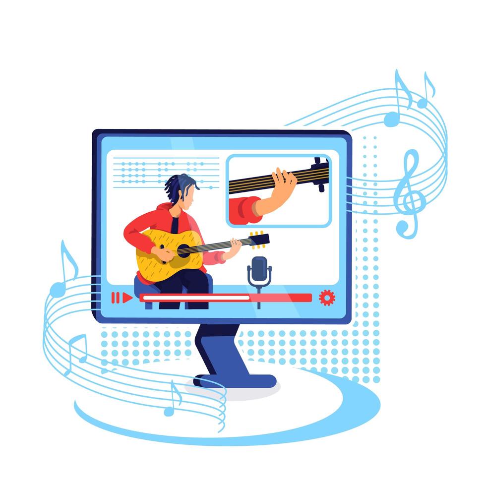 internet gitarr handledning platt koncept vektorillustration vektor