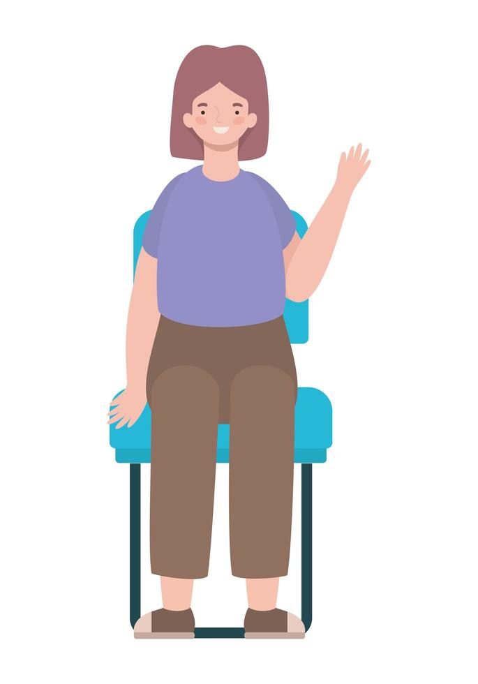 Karikatur der glücklichen Frau, die auf Sitzvektorentwurf sitzt vektor