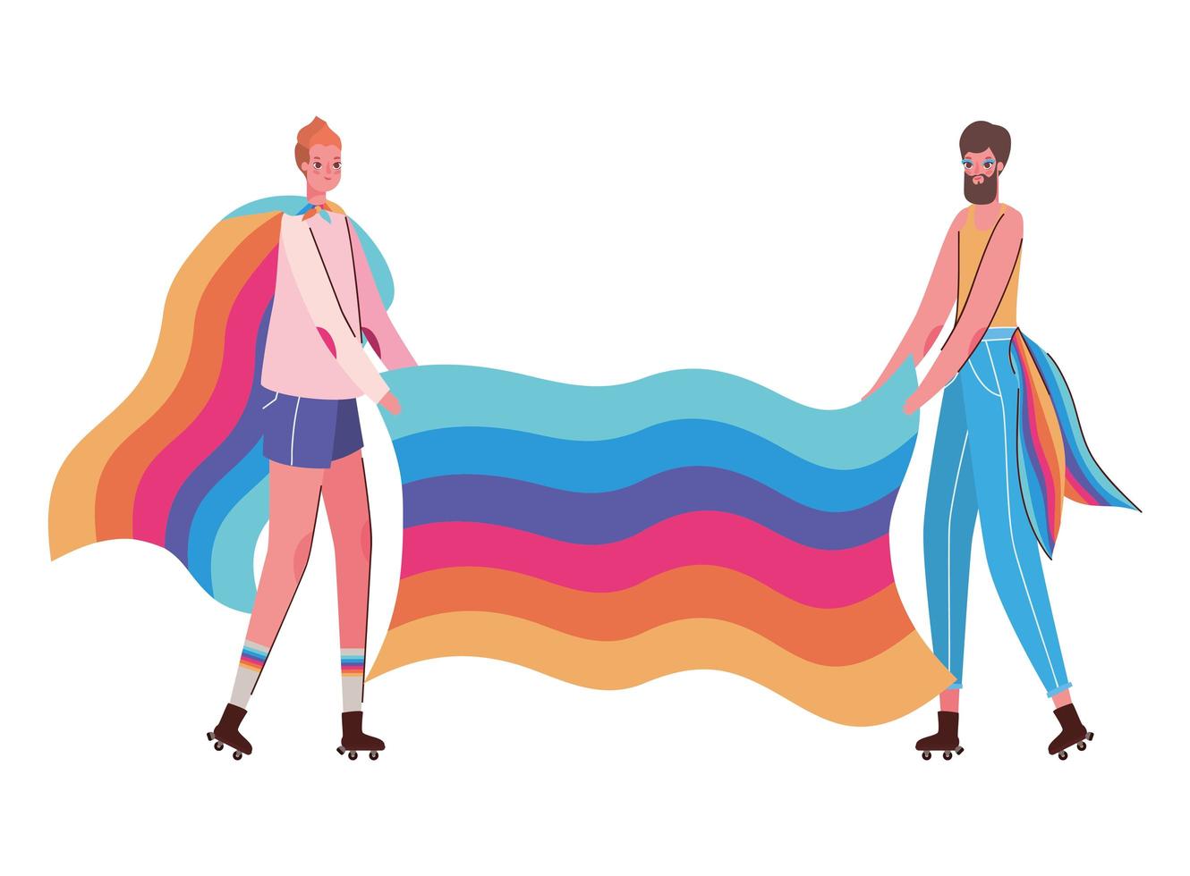 Frau und Mann Cartoon mit Kostüm und lgtbi Flagge Vektor-Design vektor