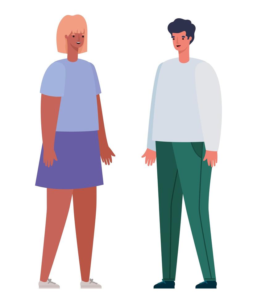 kvinna och man avatar tecknad vektor design
