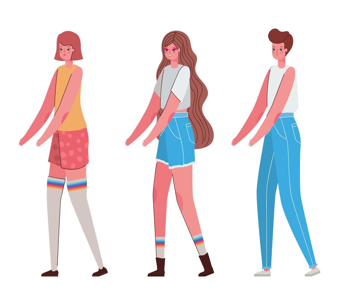 kvinnors avatars tecknat med avslappnad tygvektordesign vektor