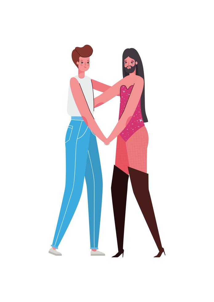 kvinna och man tecknad med kostymvektordesign vektor