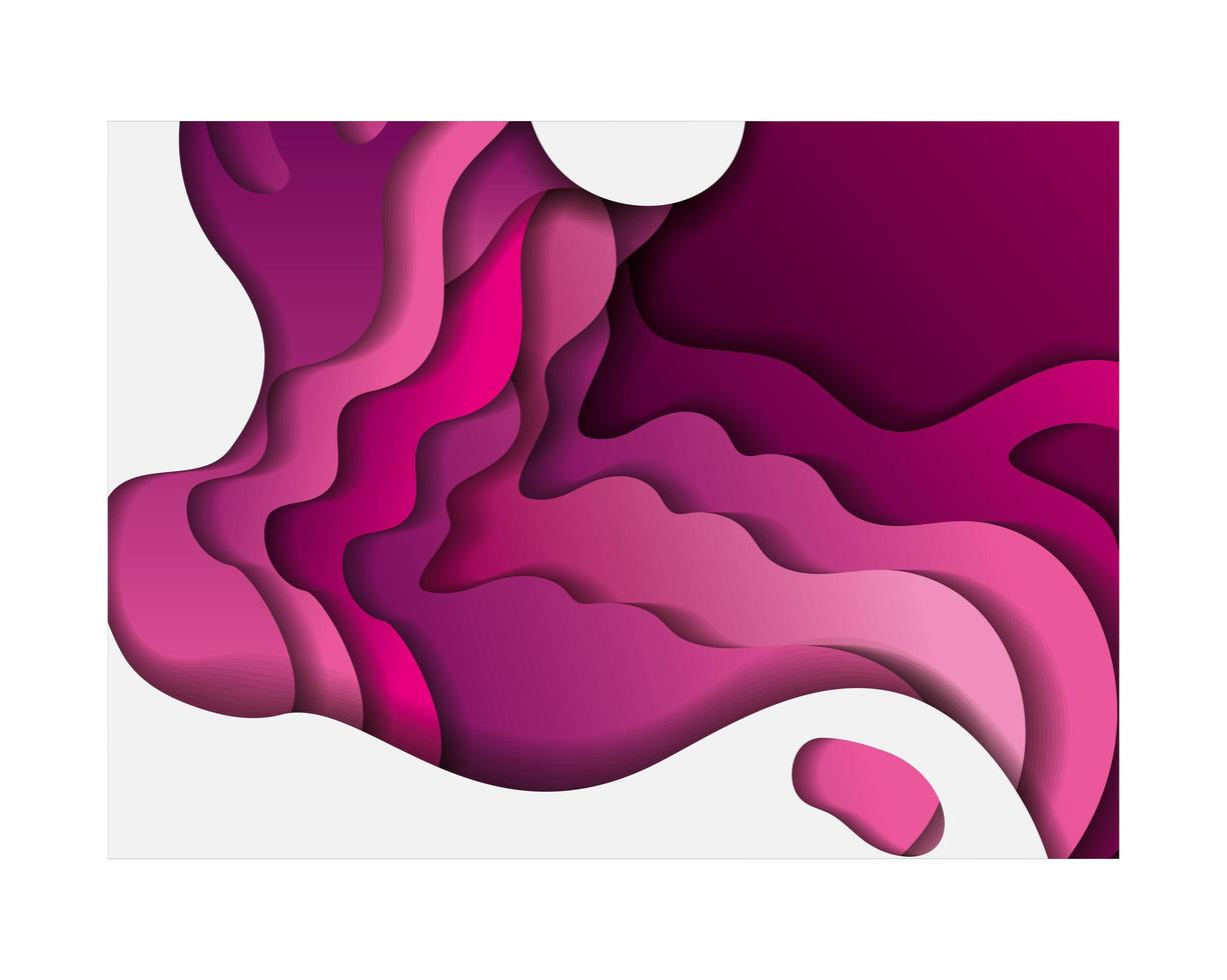 lila und rosa Wellenhintergrund innerhalb des Rahmenvektorentwurfs vektor