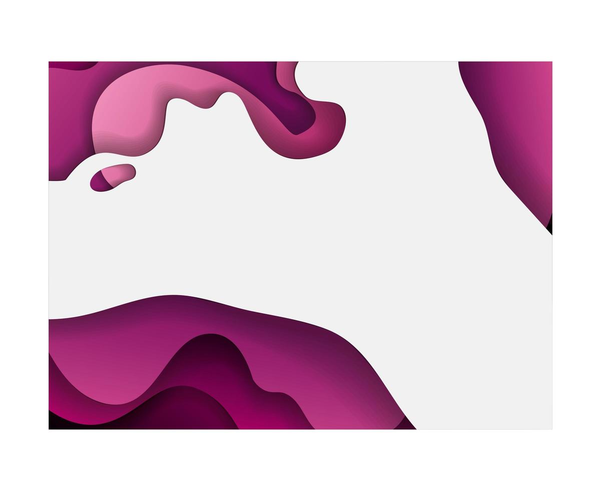 lila und rosa Wellenhintergrund innerhalb des Rahmenvektorentwurfs vektor