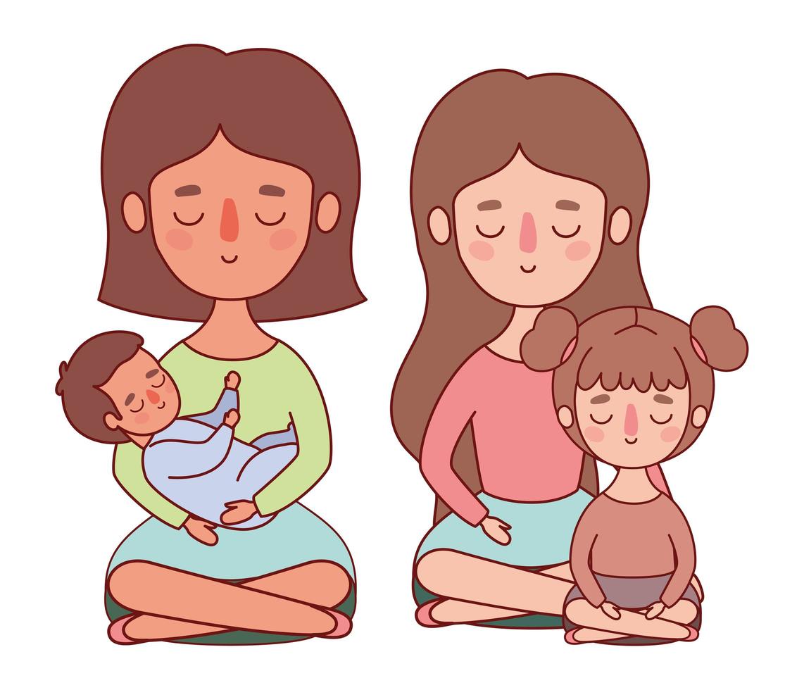 Mütter mit Baby und Tochter Vektor-Design vektor
