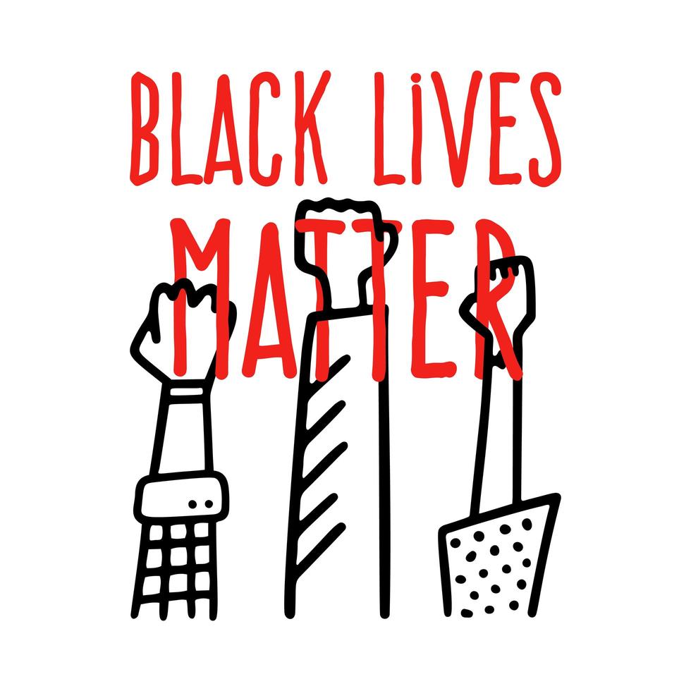 svart liv materia banner design med afroamerikanska näve hand vektorillustration vektor