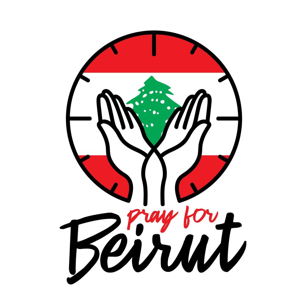 beten Sie für Beirut Vektor-Illustration auf weißem Hintergrund Konzept des Betens, Trauerns, Menschlichkeit für Beirut Libanon massive Explosion vektor