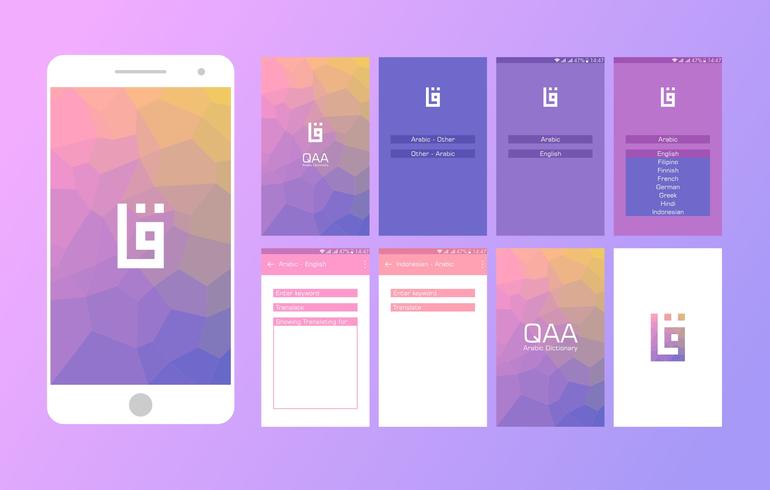 Arabisch Wörterbuch Mobile App UI Vector