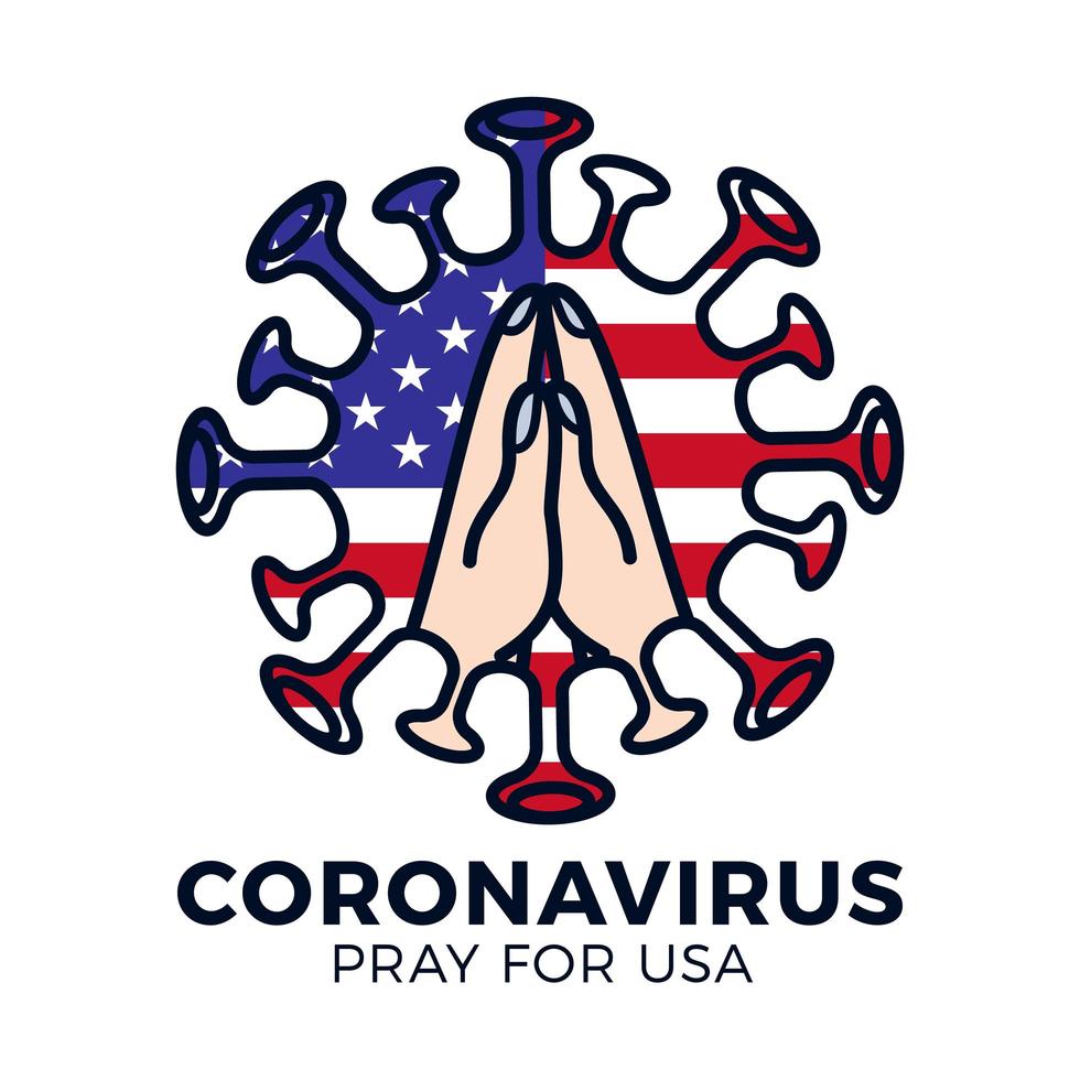 bete für die usa, coronavirus oder covid-19, 2019-ncov. Vektor Stock Illustration.