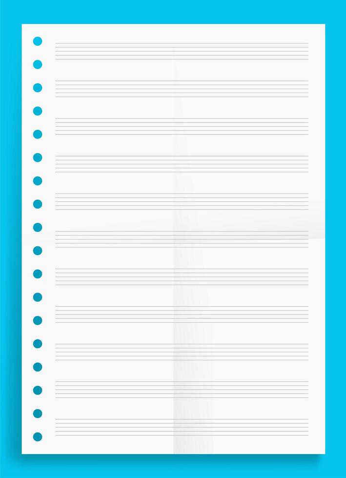 zerknitterte Standard leere Musikserie A4-Format Papierformat Vektor-Illustration vektor
