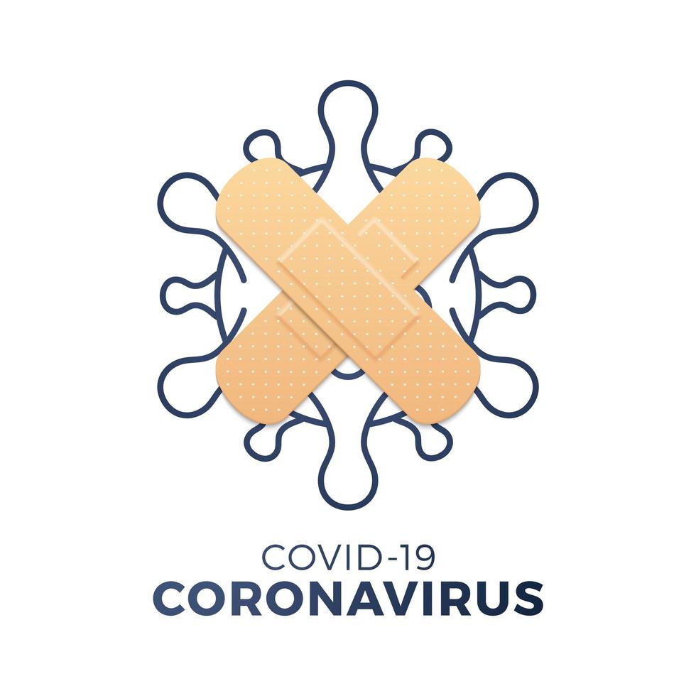 kreativt coronavirus covid-19 sjukvårdskoncept med korsmedicinsk gips. coronavirus 2019-ncov pandemi sars feber vektorillustration vektor