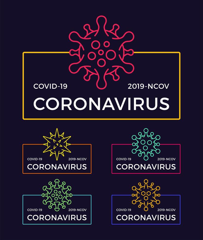 Satz von Coronavirus-Pandemie-Abzeichen. Gesundheits- und medizinische Vektorillustration. Ausbreitung des Covid-19-Virus. Stop Coronavirus T-Shirt Design-Konzept. vektor