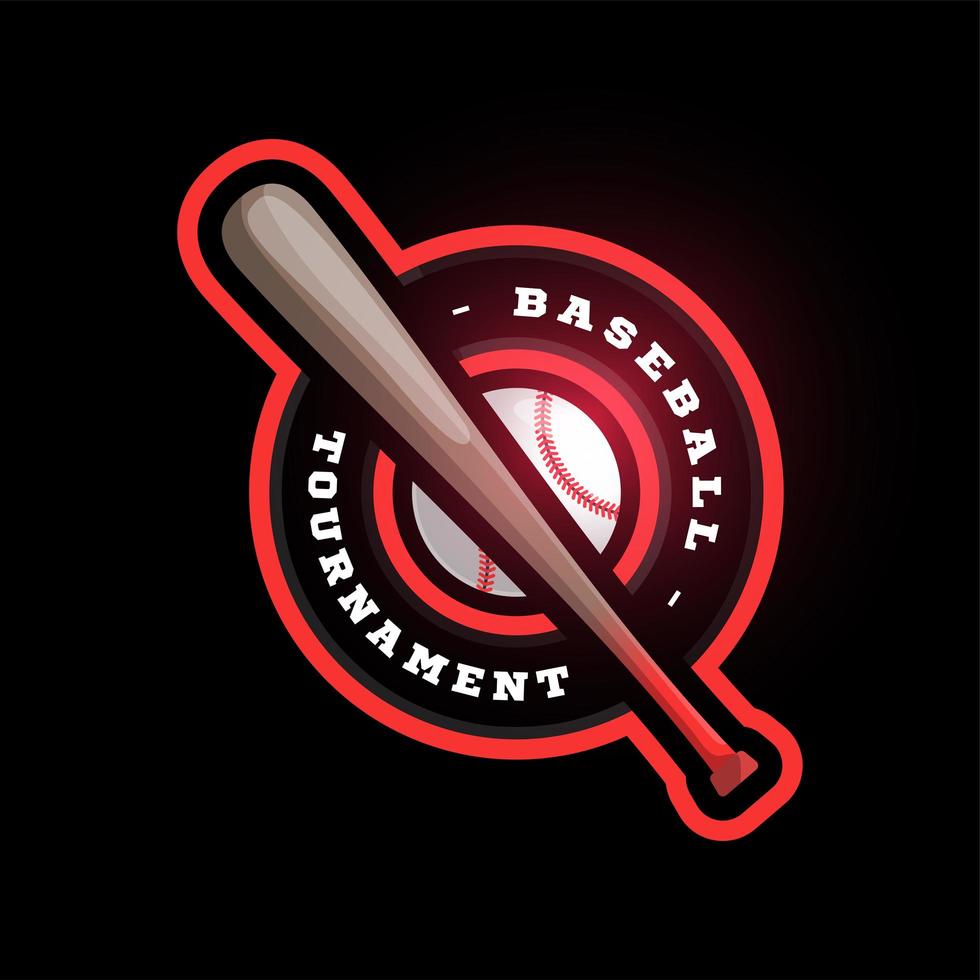 Baseball kreisförmiges Vektor-Logo mit Fledermaus. moderne professionelle Typografie Sport Retro-Stil Vektor Emblem und Vorlage Logo Design. buntes Baseball-Logo-Design des Baseballs.