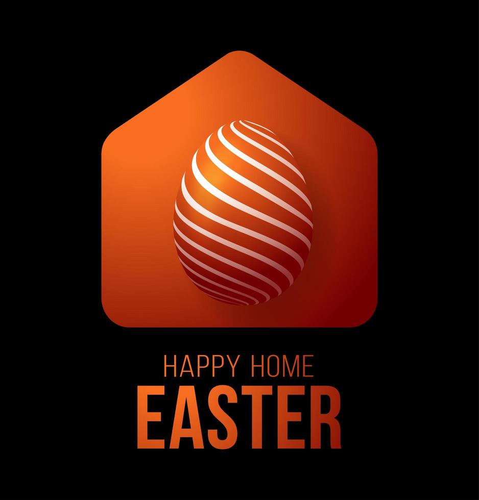 färgglada happy home easter 2020-kort med rolig vektor minimalistisk ikon. stanna hemma märke i karantän. covid-19-reaktion.