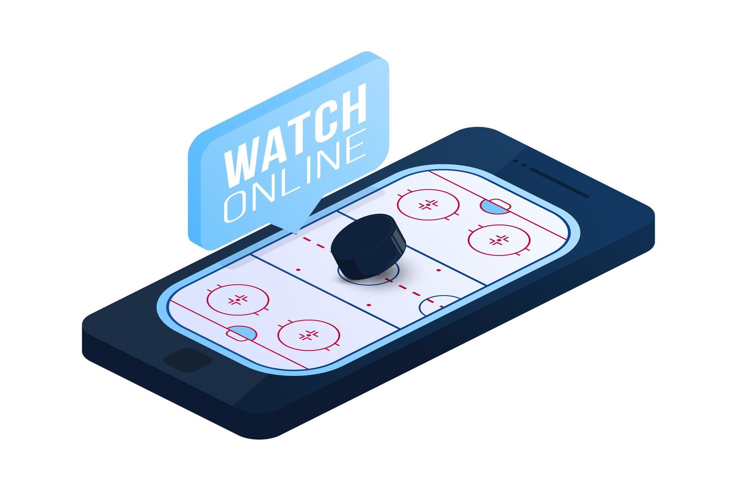 ishockey online koncept vektor platt isometrisk illustration. online hockey platt isometrisk vektor koncept.